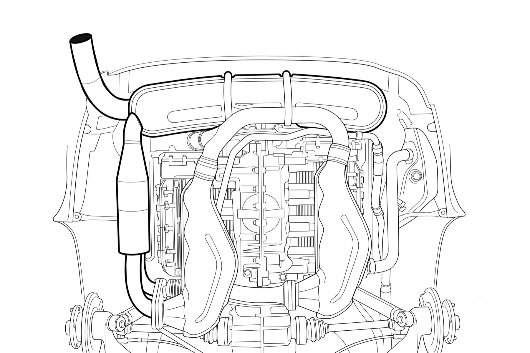 Vue de dessous d'une Porsche 911 Type G