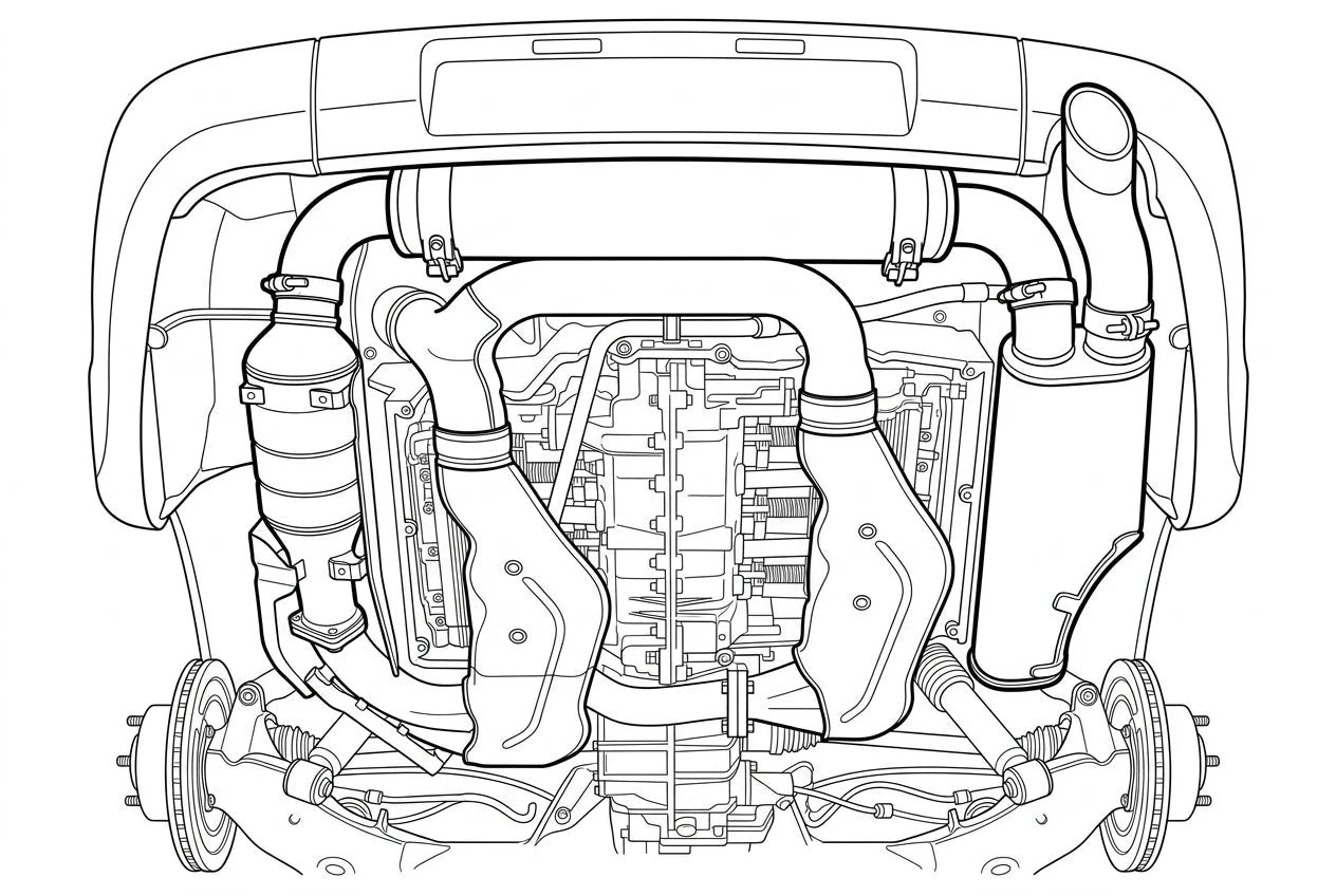 Porsche 911 Carrera 964 undercarriage and exhaust system