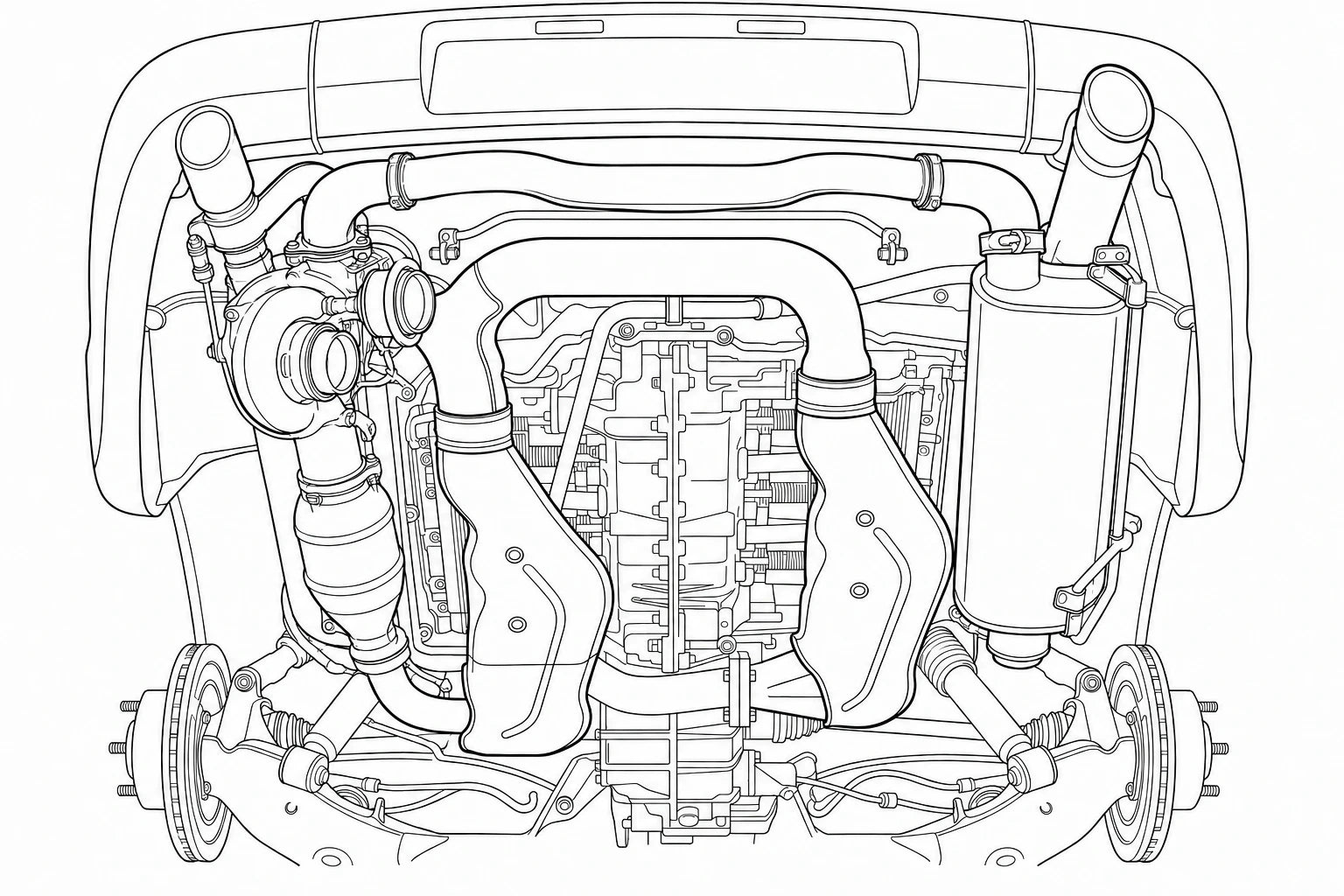 Porsche 911 Turbo 964 undercarriage and exhaust system
