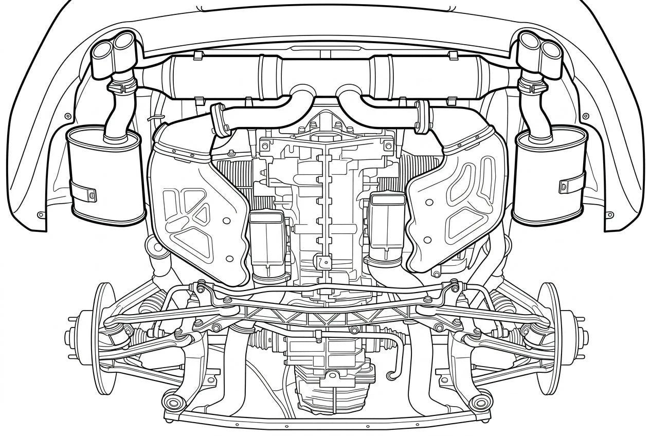 Porsche 911 Carrera 993 undercarriage and exhaust system