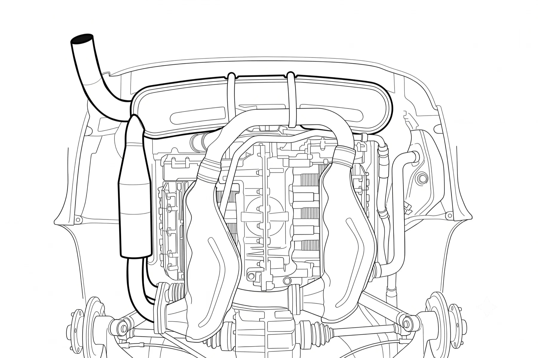Porsche 911 Type G undercarriage and exhaust system